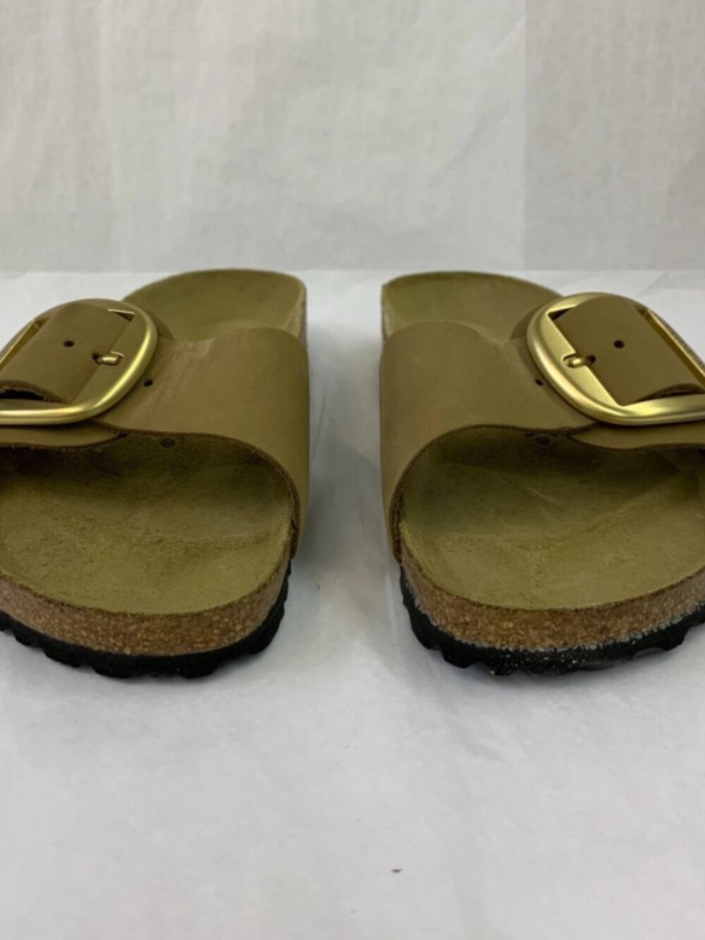 Birkenstock Madrid Big Buckle Mud Green Nubuck Leather Narrow Width Sandals